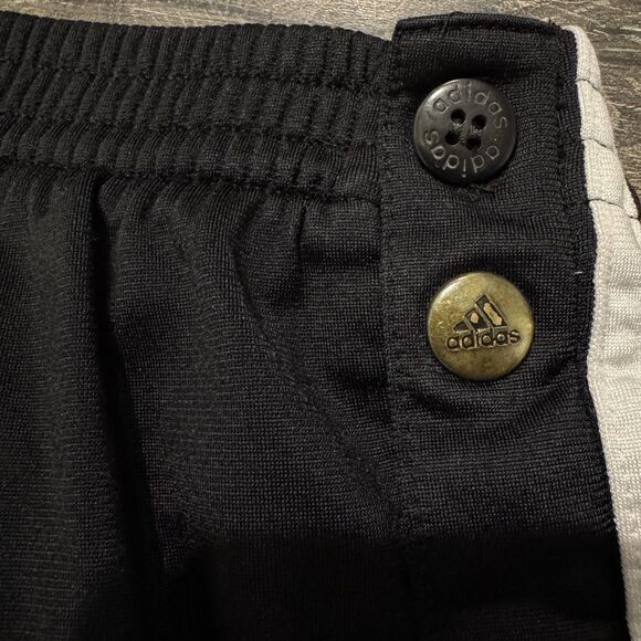 Vintage Adidas Track Pants Mens Large Black Snap Button Tearaway 3-Stripes Y2K - Picture 4 of 10